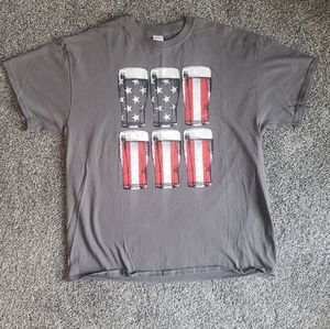 Mens XL 4th of July beer flag shirt